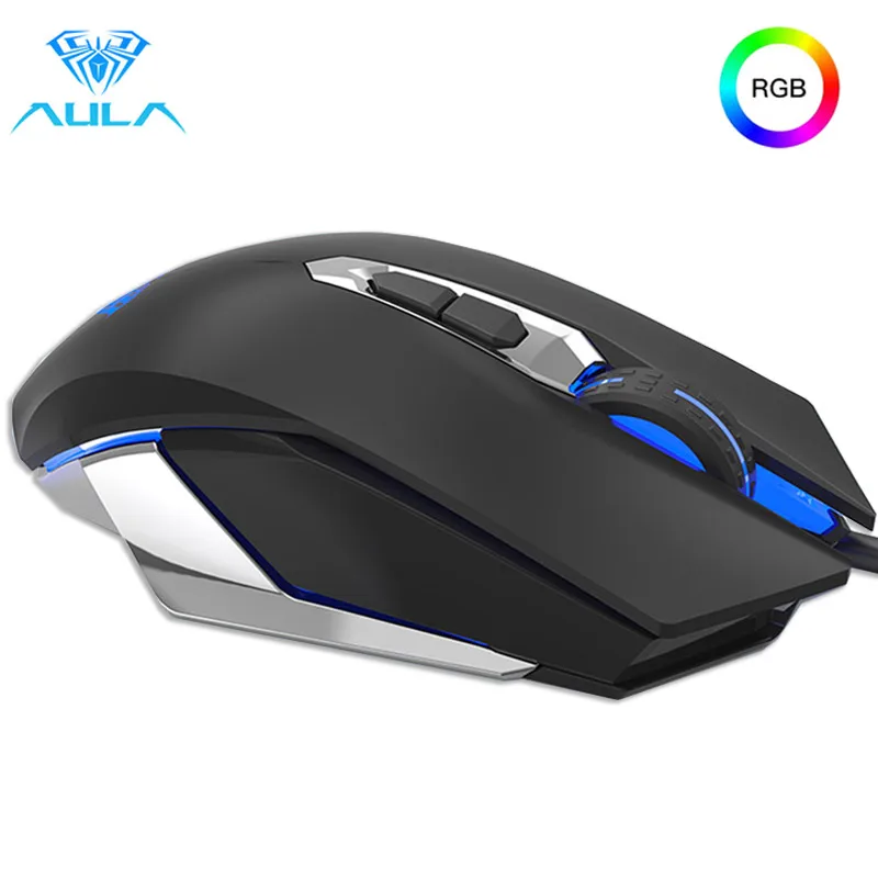 

AULA S50 Wired Gaming Mouse Game Macro Programming 6 Buttons 2400DPI RGB Adjustable Backlit Optical Mouse Laptop Computer Mice