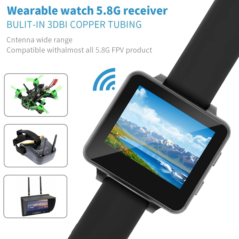 FPV Watch 5.8GHz 40CH 200RC HD 2Inch LCD Monitor Real-Time Video TFT Wireless Receptor for DIY RC Camera Quadcopter | Электроника
