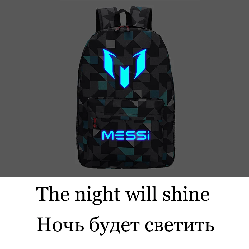 Холщовый Рюкзак для подростков Мужская школьная сумка с Месси мальчиков Роналду|