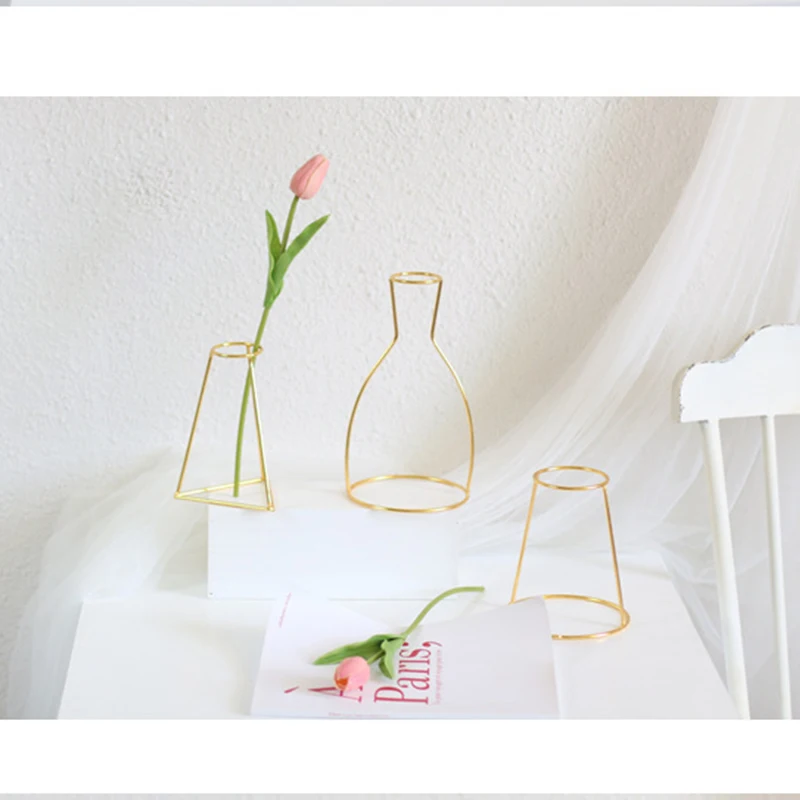 Скандинавская железная ваза металлический держатель для растений Золотая