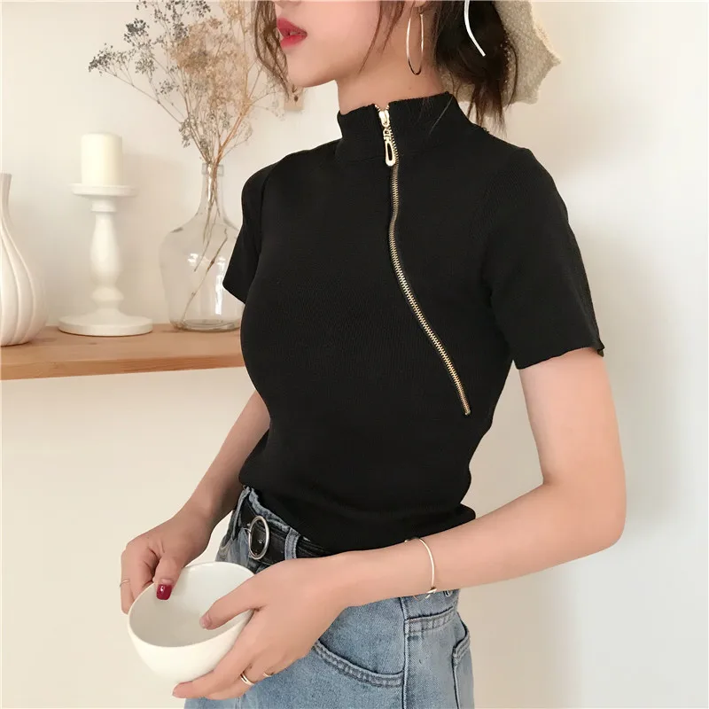 67551black t shirt Neploe Женская Полосатая тонкая футболка Новое поступление Европейская летняя новая модная футболка с коротким рукавом 67551 - Цвет: 67551black t shirt