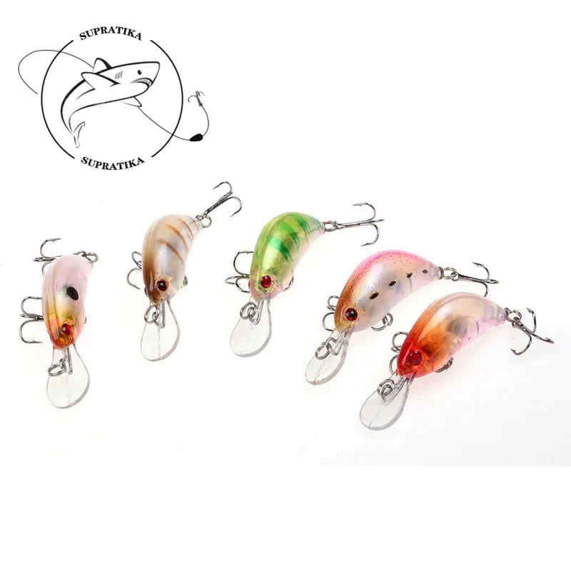 

5Colors8#With Hook 5cm/4g Artificial Crank Bait ABS Plastic Hard Bait Bionic Bait Swim bait Sea Fishing Lures Outdoor 3D Eyes