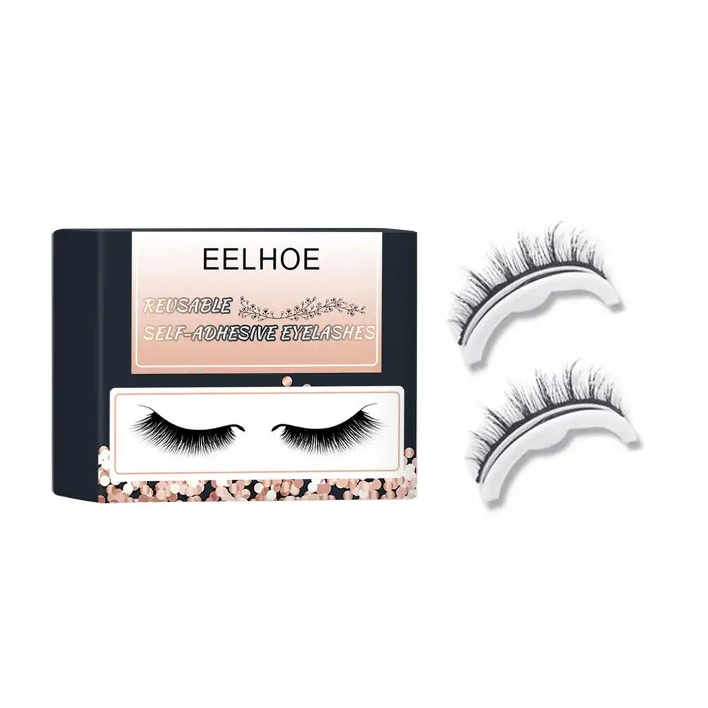 

Self-Adhesive Eyelashes Natural Fluffy False Eyelashes With Thin Lashes And Adhesive Strips Reusable Gift For Beginners Friend