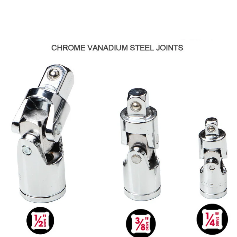 

Universal Joint Set Ratchet Angle Extension Bar Socket Adapter 1/4" 3/8" 1/2" Socket Wrench Automobile Repair Hardware Tool