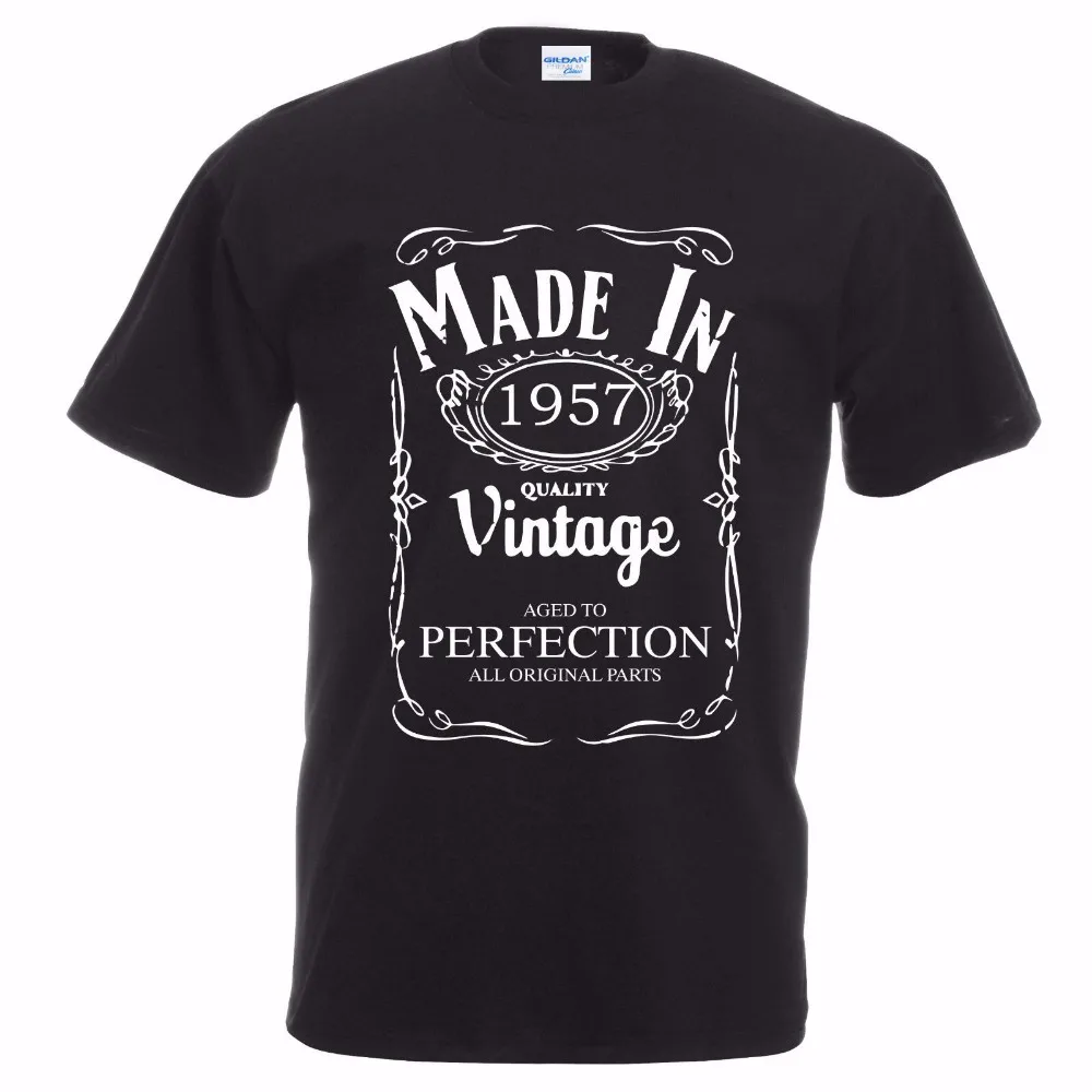 

T Shirt Summer Famous Clothing Oneck Top Cotton Casual Made In 1957, Black T-Shirt, Aged Of Perfection, Vintage graphic Tees