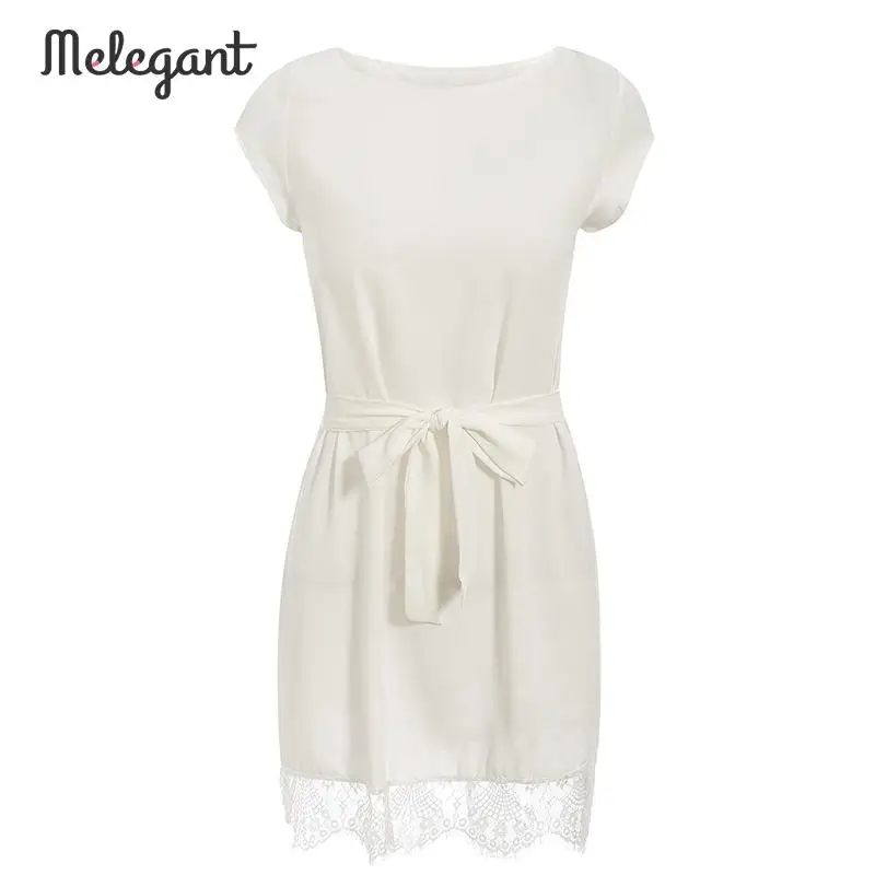 Элегантные однотонные белые 2019 осенне-зимние повседневные кружевные платья для