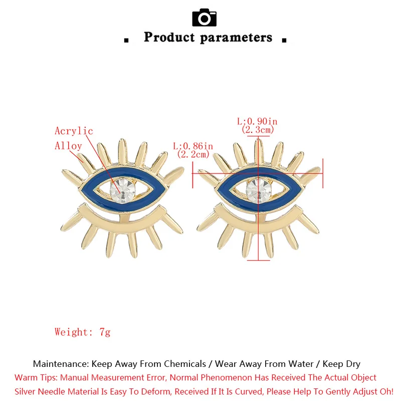 

Vintage Zircon Acrylic Evil Eye Earrings For Women's Oil Drop Diamond Bohemian Turkish Luxury Ear Pendant Jewelry Accessories