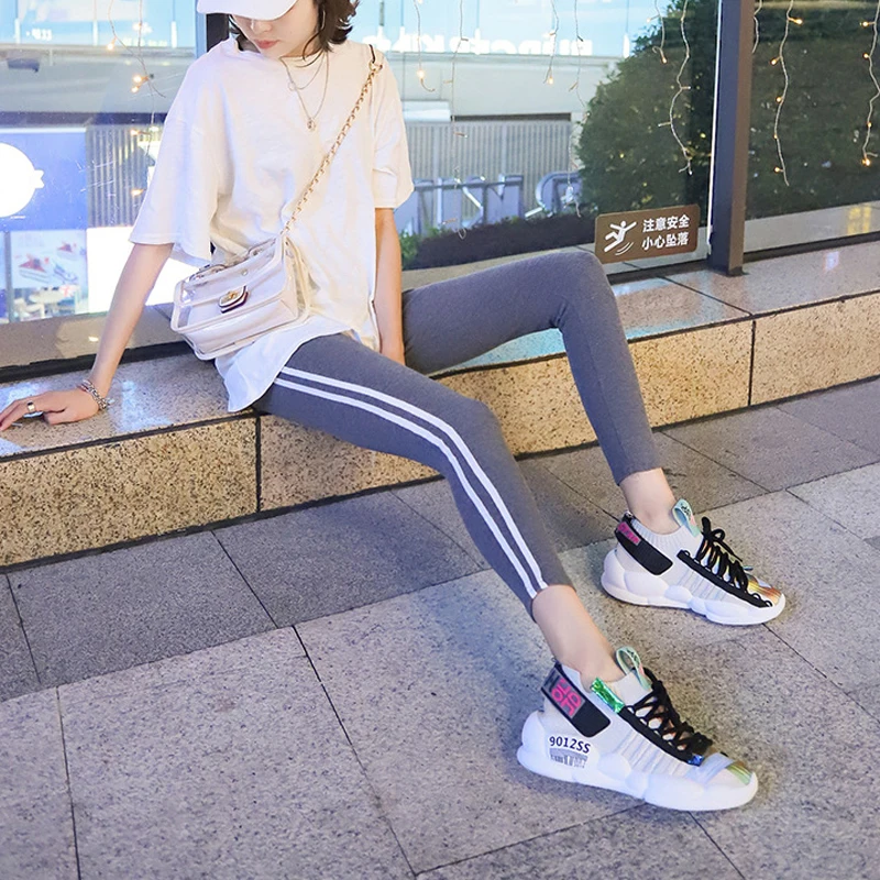 Женские дышащие кроссовки Flyknit; Повседневная обувь для бега и занятий теннисом; прогулочная обувь с высоким низким верхом