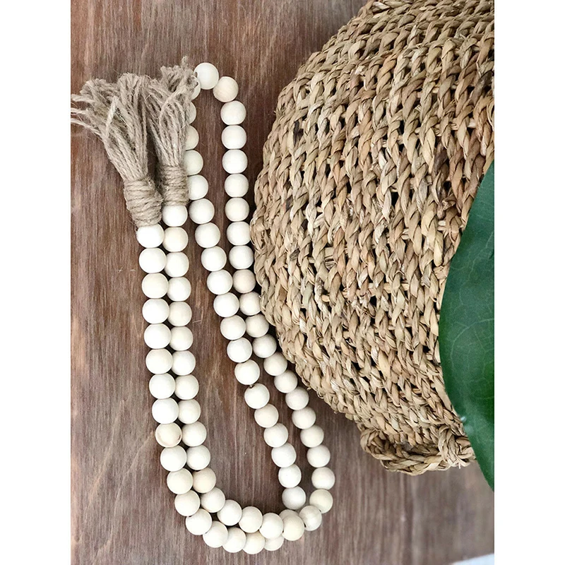 

Wood Bead Garland Rustic Chic Decor Living Room/Kids Room Wall Decorations Farmhouse Ornament Woven Exquisite Wall Hanging