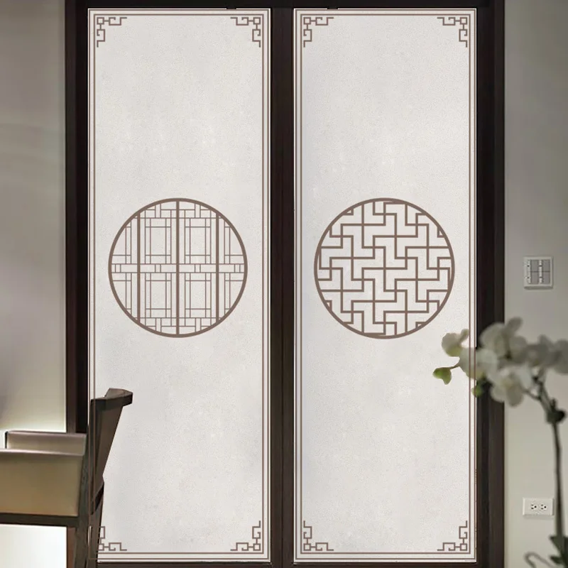 

New Chinese style customizable frosted electrostatic glass film household shop explosion-proof film decorative sticker