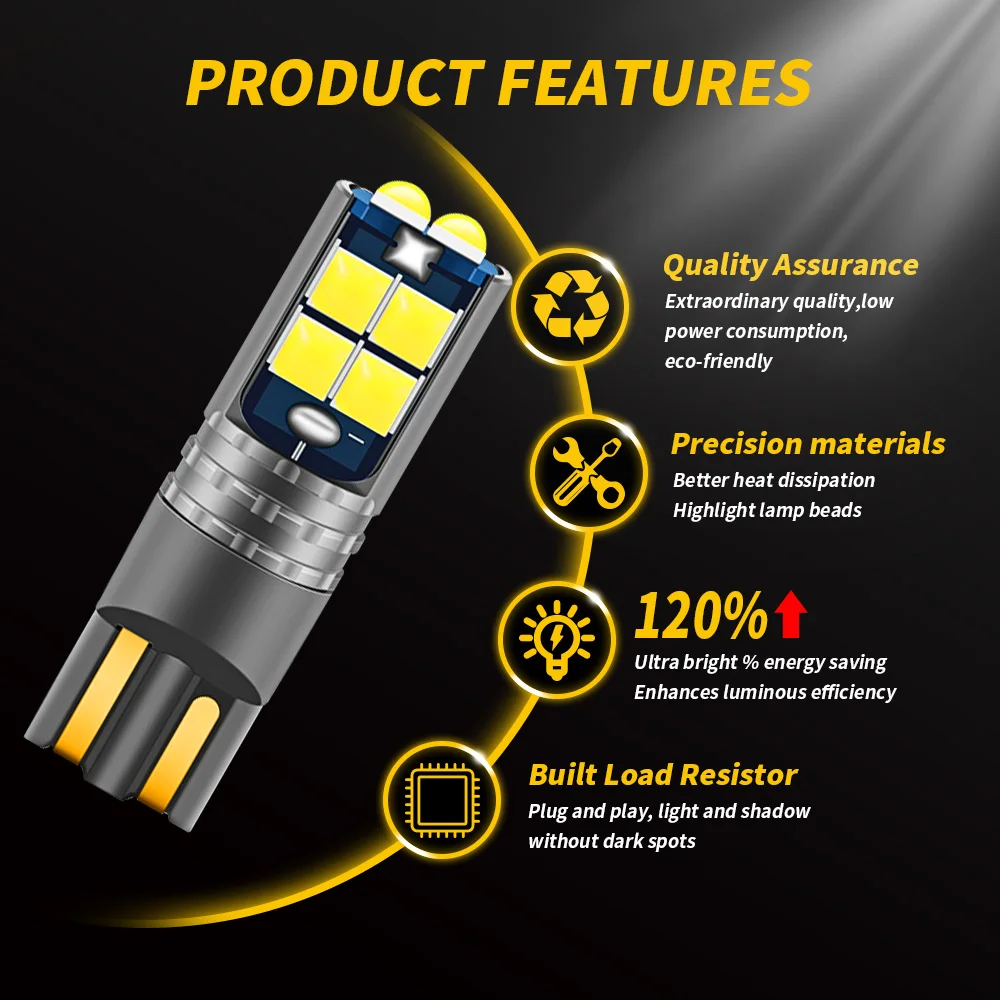DXZ 10 шт. T10 LED Автомобильные W5W светодиодные лампы Canbus 168 194 6000K белый для салона