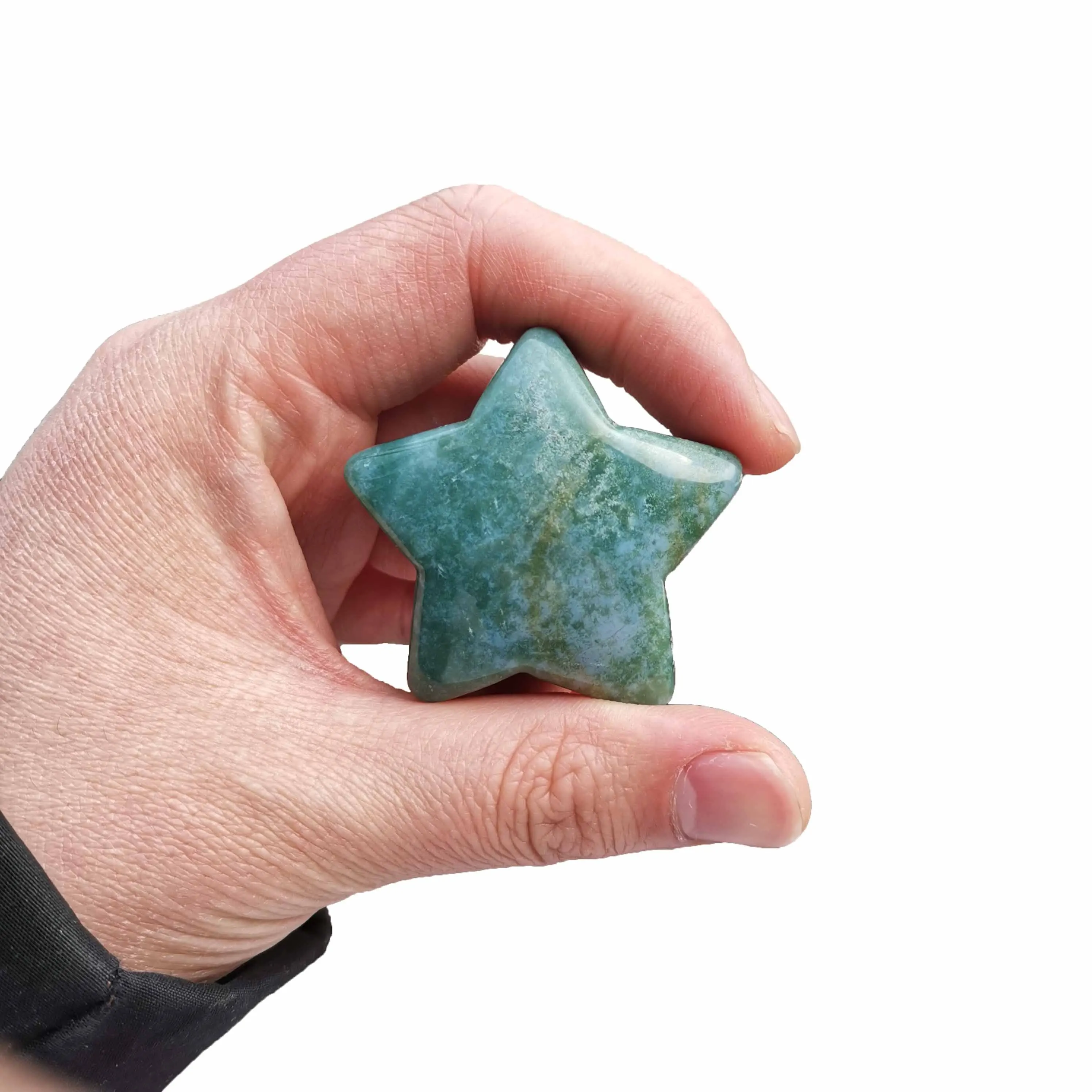 

Natural Polished Crystals Gemstone Green Moss Agate Star Shaped Healing Stones For Folk Crafts Natural Quartz Crystals