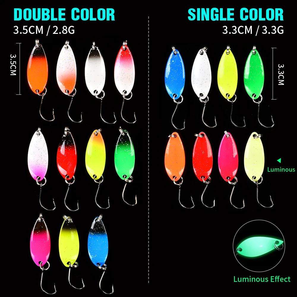 12pcs Spoon Lure Set Fishing Metal Bait For Lake Sea Carp Bass Pike Wobbler Mini Spinner Trout Jig Hard Box Kit Accessories 3g | Спорт и