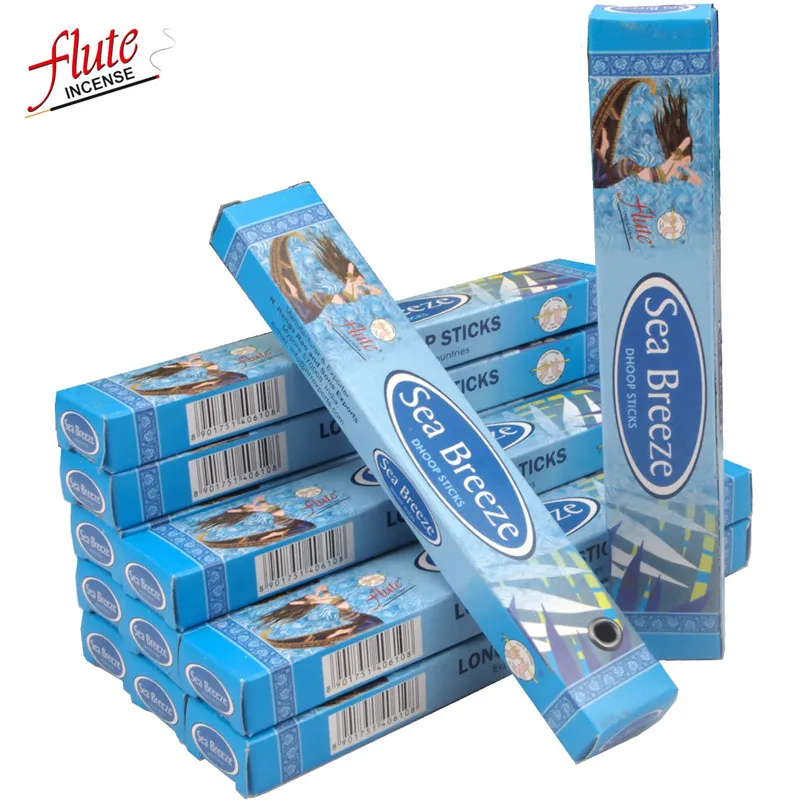 Sea Breeze Флейта 120 палочек/упаковка фиолетовый аромат ящик ладан(Dhoop) из индийского природного ручной ароматический саше для антисептика - Аромат: Sea Breeze