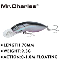 mr charles mr39 1 pcs fishing lure 70mm9 3g quality professional minnow hard bait 0 1 0m floating 3d eyes fishing tackle