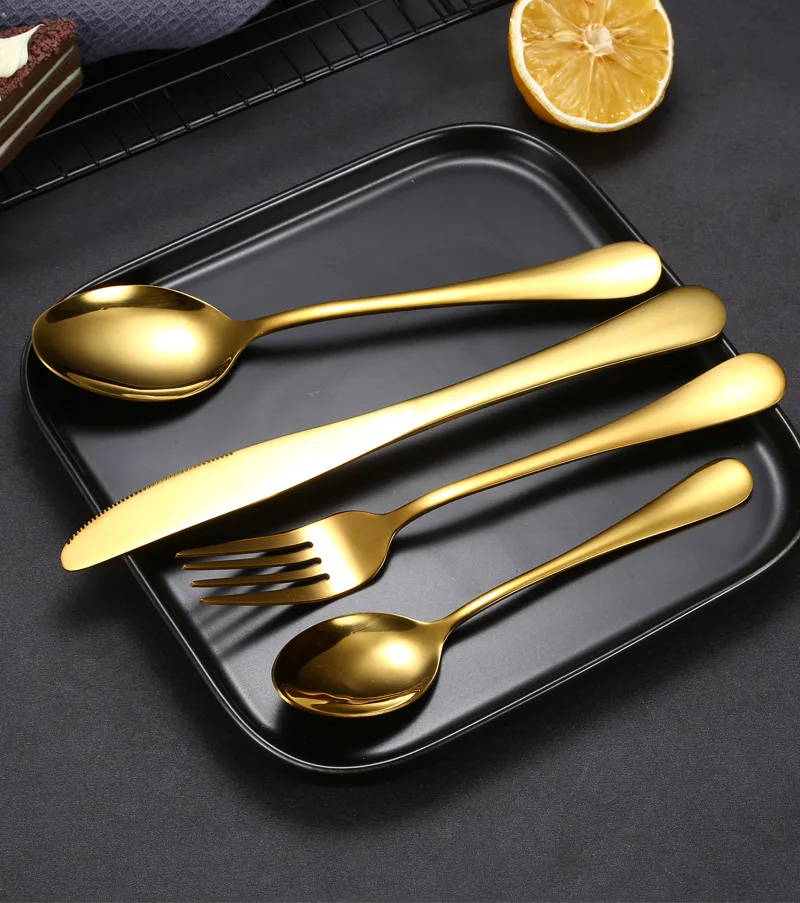 

Wholesale Rainbow Dinnerware Cutlery Set 304 Stainless Steel Tableware Silverware Sets Dinner Knife Fork Spoon DropShipping 4pcs