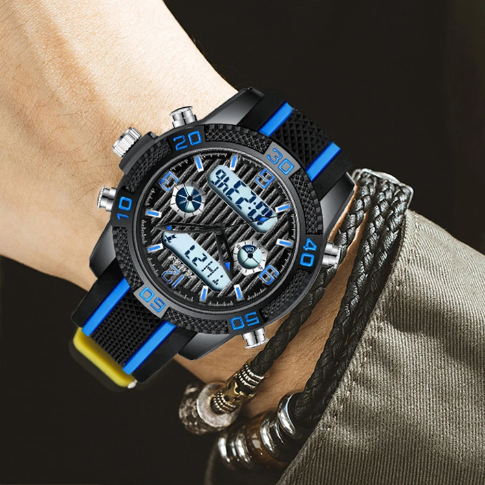 

Часы наручные мужские кварцевые, модные повседневные спортивные, черные синие