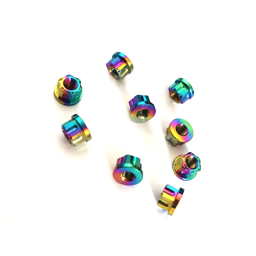 

M6 M8 M12 x 1.25 1.5mm pitch Titanium Nuts Torx Flange Nut Hexagon Titanium Fastener for Motorcycle 10 pcs