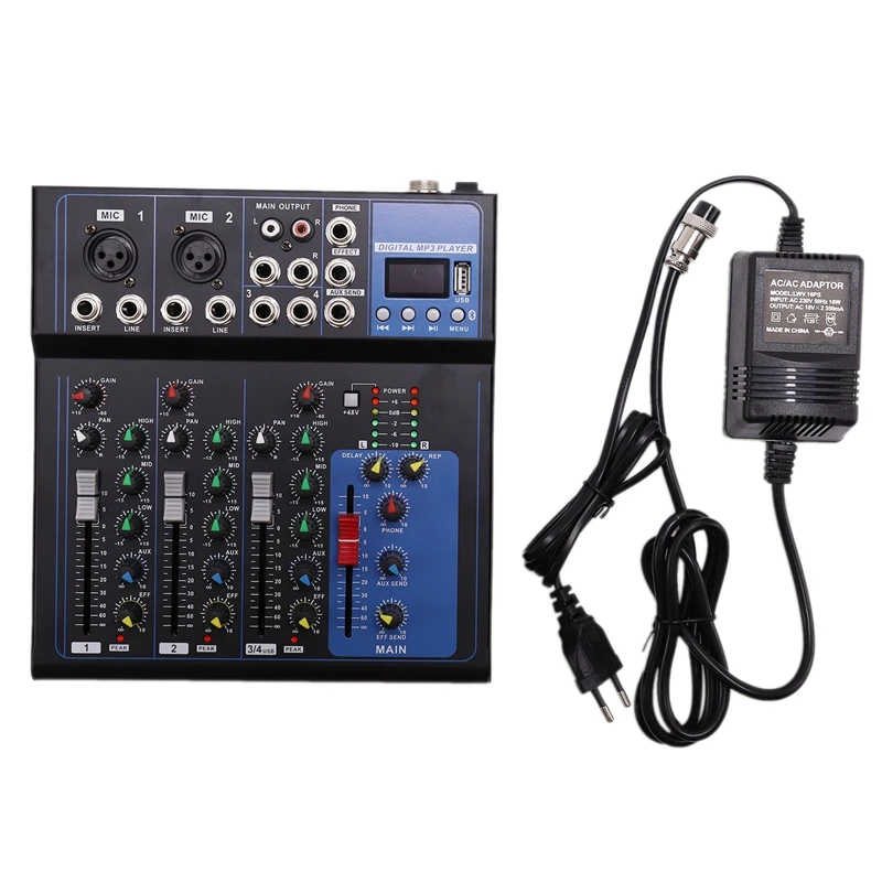 4 канала Bluetooth DJ миксер звук консоль с USB MP3 Джек живой аудио для караоке КТВ/ЕС