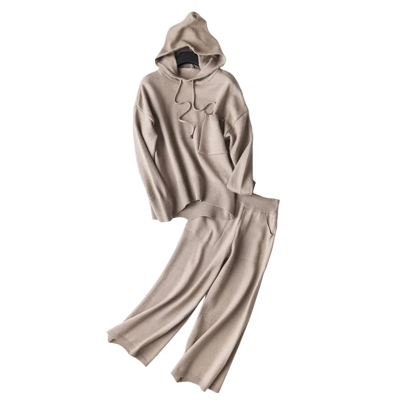 Женский комплект из 2 предметов Повседневный свитер с капюшоном + длинные штаны