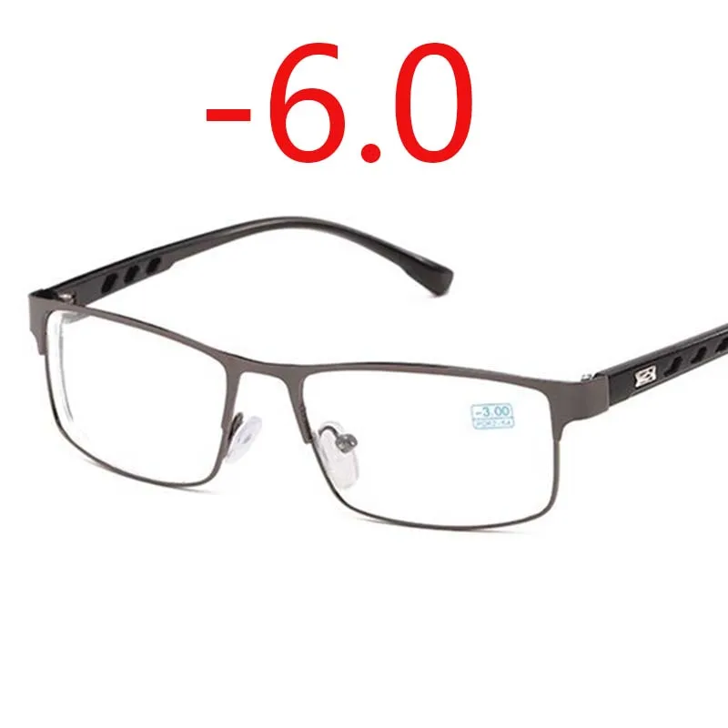 gray myopia -6.0 1-1,5-2-2,5-3-3,5-4-4,5-5-6 очки для близорукости для женщин и мужчин металлическая оправа ультралегкие очки для близорукости студентов - Цвет оправы: gray myopia -6.0