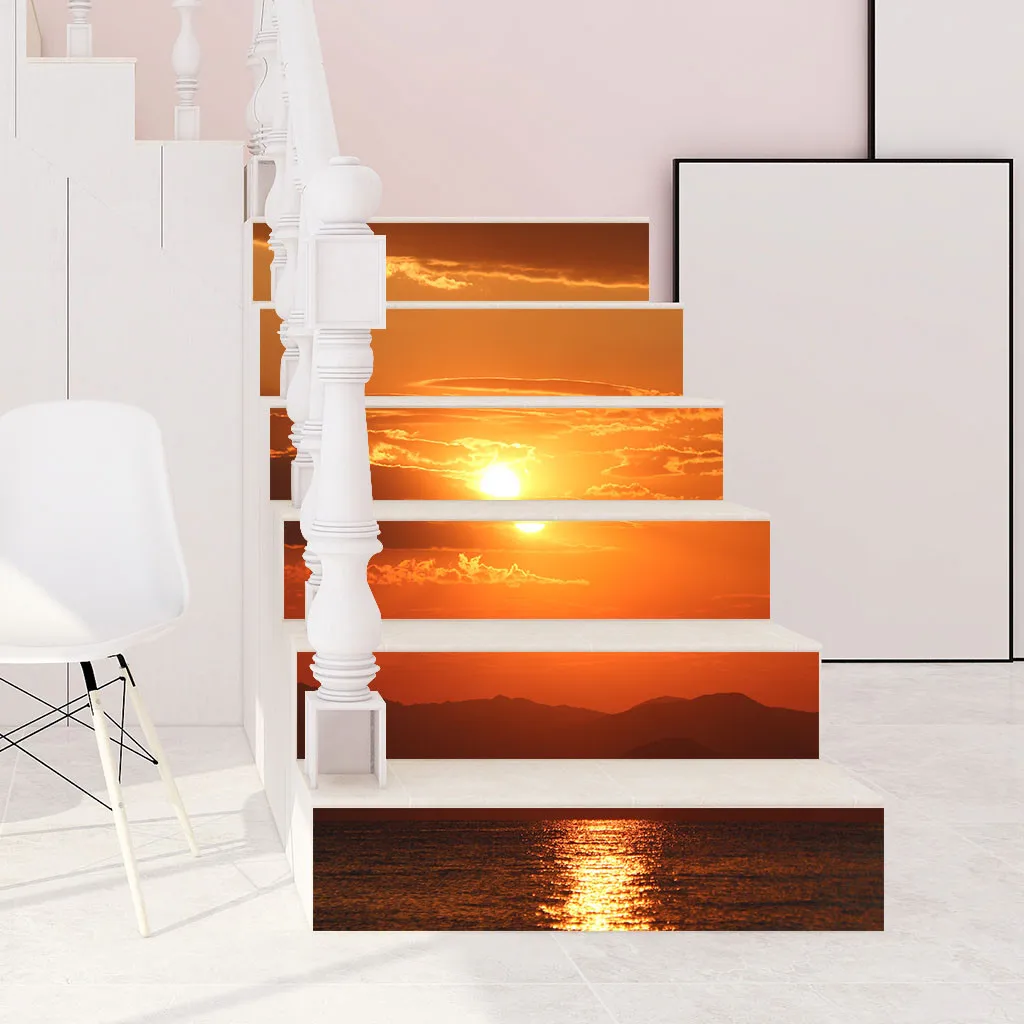 Лучшие продажи 2020 продуктов 3D лестницы Наклейки Изысканный модный пейзаж узор 6