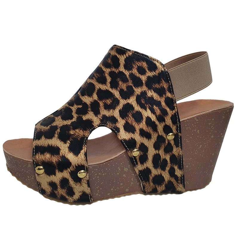 

Fashion Women Sandals Leopard High Heels Platform Sandals Wedges Shoes Casual Peep Toe Female Sandals Ladies Pumps Shoes