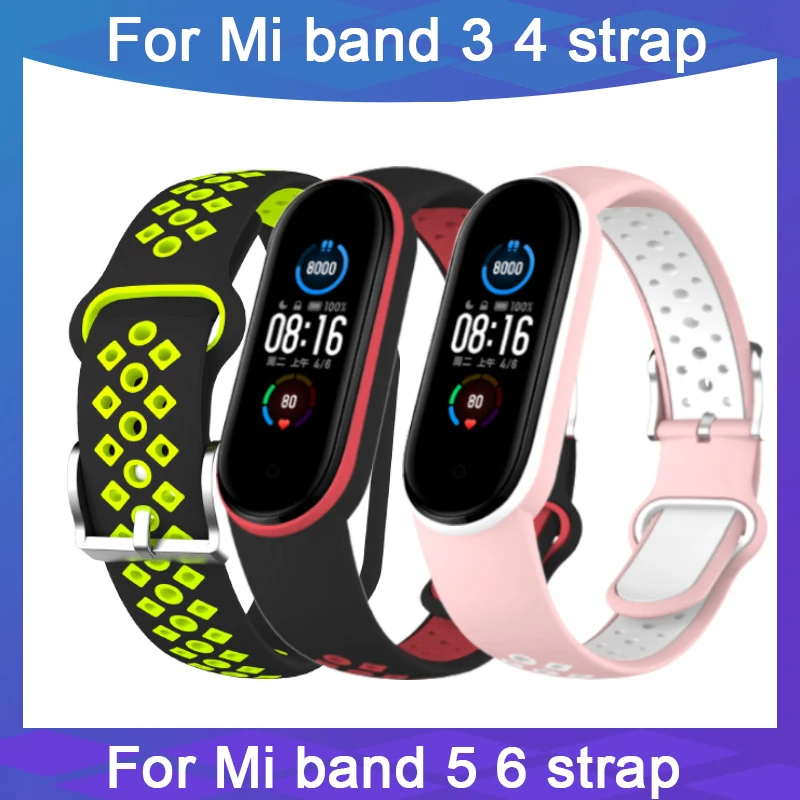 Double Color TPU Strap For Xiaomi Mi Band 4 3 Silicone Wristband watch Bracelet Replacement For Xiaomi Band 6 MiBand 5 6 Straps