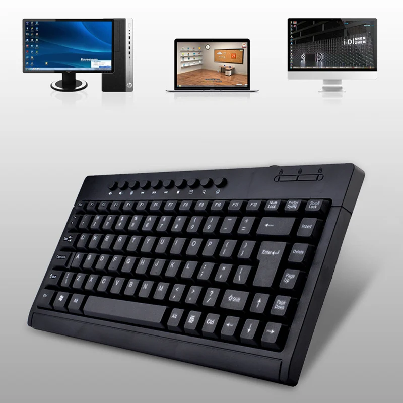 Ультра тонкая Проводная клавиатура 95 клавиш Мини Мультимедиа USB для ноутбука ПК