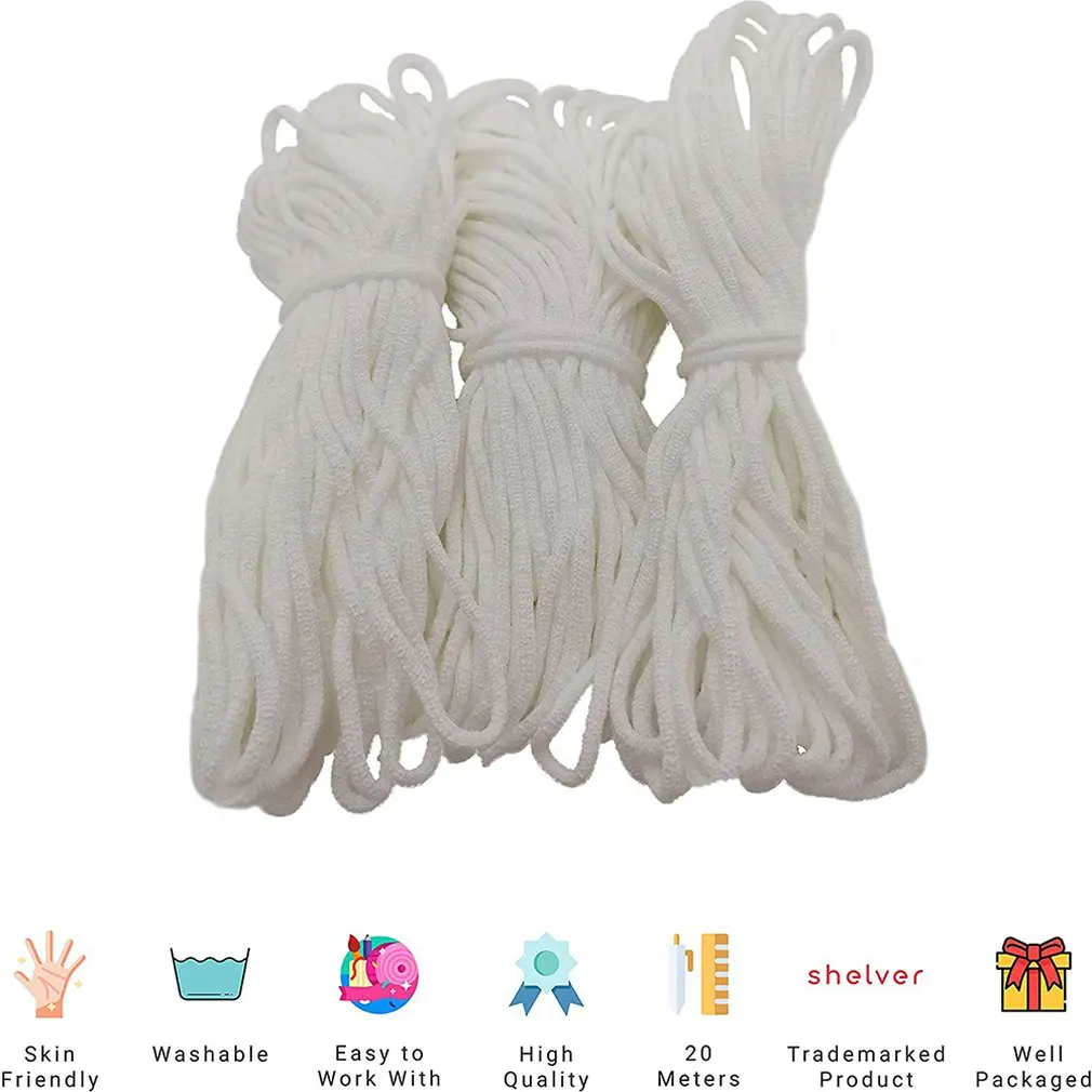 

20 Meter Mask Elastic Band For Sewing Mask Round Elastic Cord For Diy Mask Making Mask Rope Elastic Band