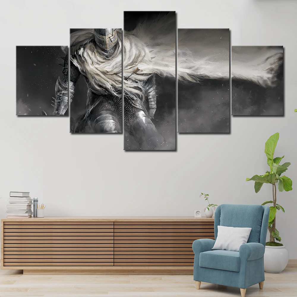 Dark Souls Canvas Prints - 5 Piece Wall Art Home Decor Panels - Games Poster for Bedroom - Frame Included image 2