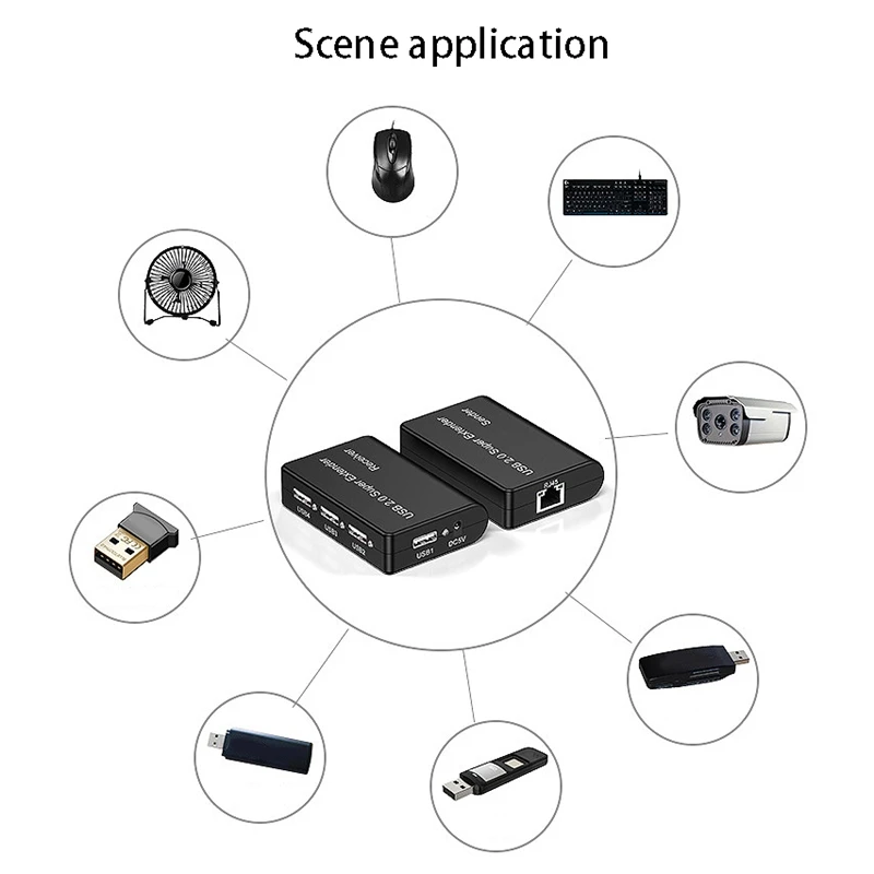 USB сплиттер 1X4 USB2.0 к RG45 удлинитель 100 метров Сетевой адаптер для (вилка США)|Кабели