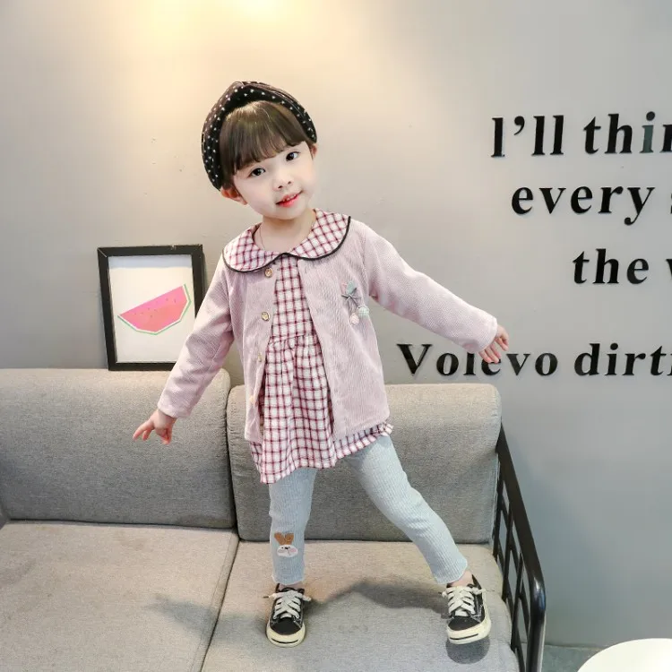 Весенне-осеннее платье для новорожденных Хлопковое малышей с ананасом нарядные