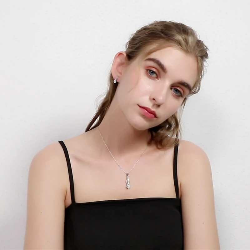 

BLACK AWN New Genuine 925 Sterling Silver Jewelry Black&White Stone Engagement Stud Earrings for Women T014