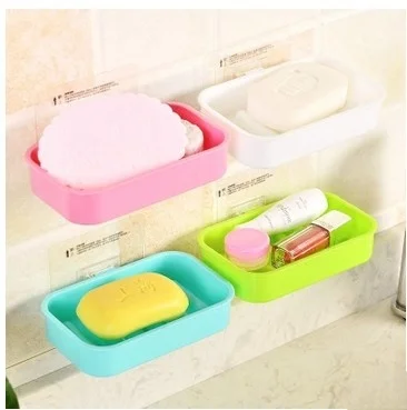 

Traceless Bathroom Wall Mounted Soap Dish Draining Soap Rack Hanging Storage Box Creative Multifunctional Soap Holder