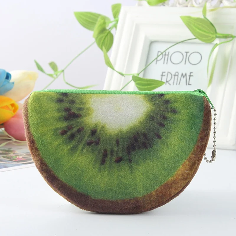 Мультяшные Кошельки для монет милые фрукты сумки для монет арбузный оранжевый мини кошелек на молнии плюшевый кошелек женская сумка для ключей сумка для денег