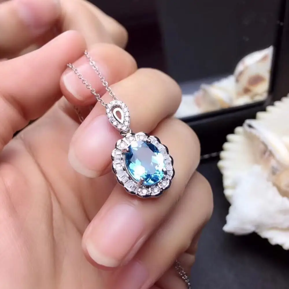 Ювелирный набор HOYON New Natural Topaz - Кольцо, серьги, подвеска, ожерелье. Натуральный топаз. Реальное серебро S925.