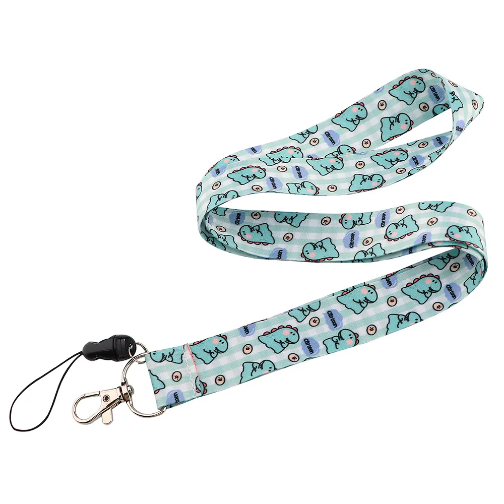 cute dinosaur cartoon print lanyard keychain children ribbon hang rope keyring mobile phone neck straps accessories free global shipping