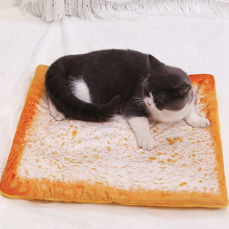 Pet Bed for Dog Cat Mat Dogs Blanket Kennel Puppy Kitten Durable Soft Toast Bread and Poached Eggs Pizza Mats Beds | Дом и сад