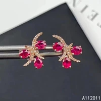 kjjeaxcmy fine jewelry 925 sterling silver inlaid natural gemstone ruby female new woman earrings ear studs marry party birthday