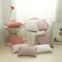 sofa cushion cover faux fur nordic home decor rhombus plush pillow cover geometric decorative throw pillow case soft cozy bed