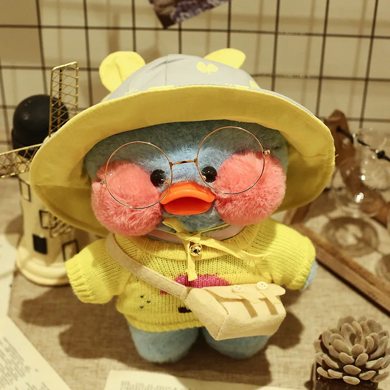 

Lalafanfan Duck Toy for 30cm Sky Blue Plush Duck Doll Glasses Shoulder Bag Decoration Gift Box Birthday Christmas Gift