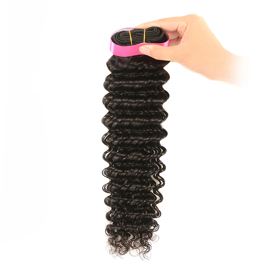 Глубокая Волна бразильские человеческие волосы пучки с закрытием свободная