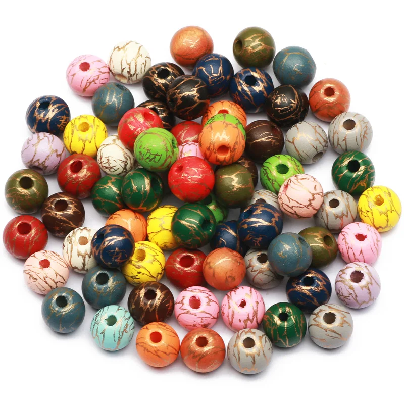 

Round Balls Natural Wooden Beads 10MM Golden Stripes Pattern Beads For Jewelry Making DIY Bracelet Necklace Earrings Accessories