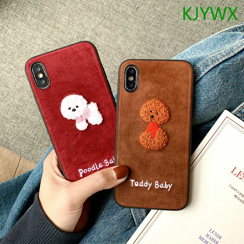 Креативная Мода вышитая собака узор ручной работы чехол для телефона iPhone 6 6s 7 8 Plus