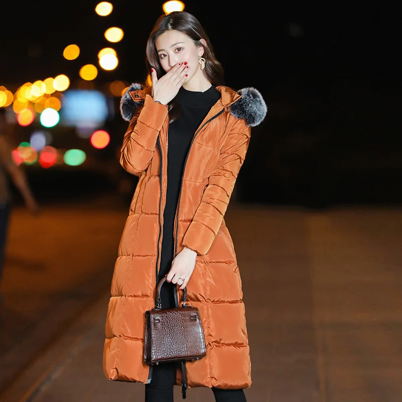 

4XL зимняя теплая куртка с меховой подкладкой и капюшоном, длинное женское пальто, женские топы, свободная Модная парка, пальто, верхняя одежда, зимняя одежда NS4902