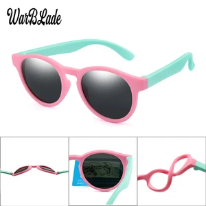 Очки солнцезащитные Детские поляризационные, круглые безопасные солнечные очки для мальчиков и девочек, силиконовые UV400 WarBLade, 2020