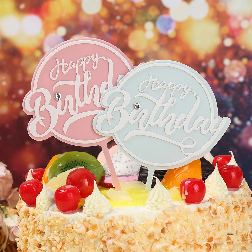 1 шт. золотой розовый акриловый Топпер для торта С Днем Рождения Свадебные