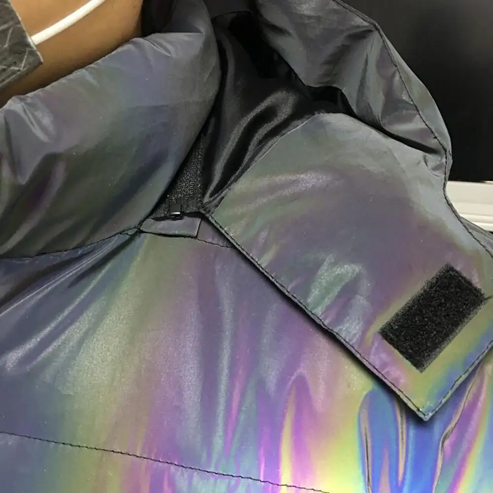 

Men's Winter Light Reflective Jacket Waterproof Windproof Thicken Warm Overcoat Winter Night Reflective Cotton Jacket mens coat