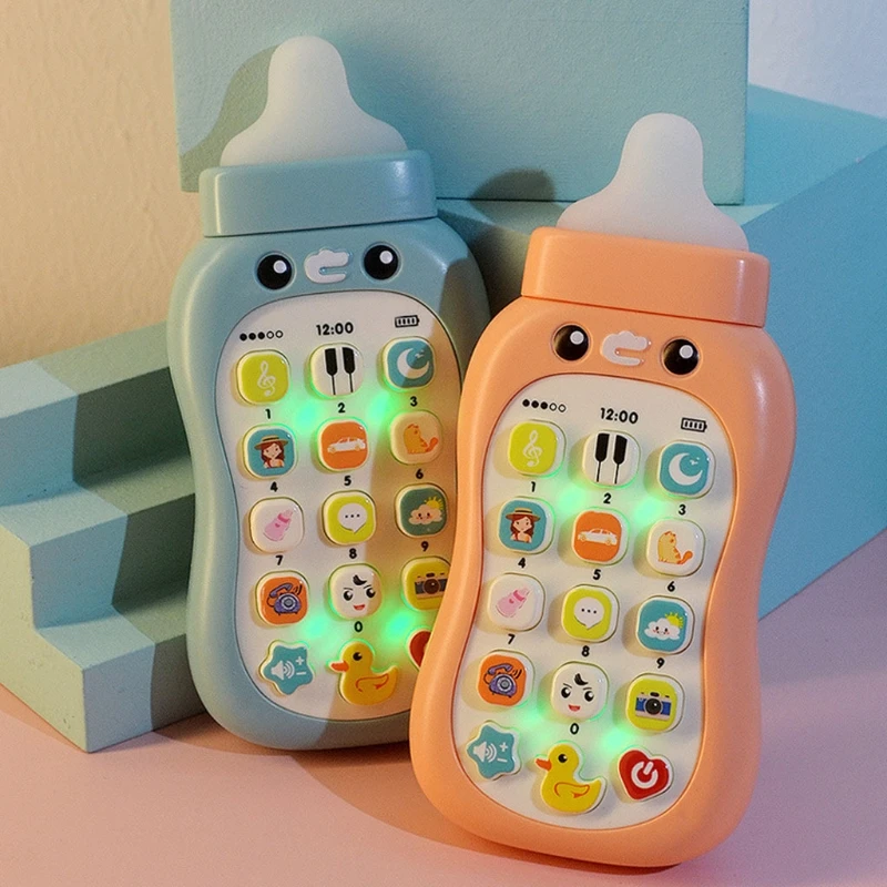 

Baby Nibble Pacifier Educational Mobile Phone, Simulation Bottle Imitating Music Phone for 1 2 3 Year Old Boys Girls